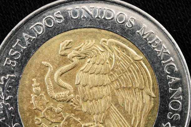 Super Macro Of Mexican Peso Coin stock photo