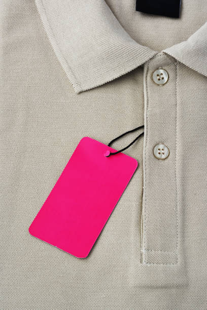 Light brown polo t-shirt and blank label.