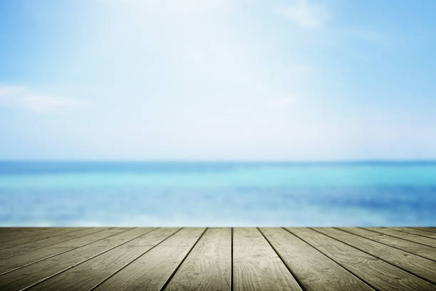 istock Beautiful beach background and empty wooden. 820811130