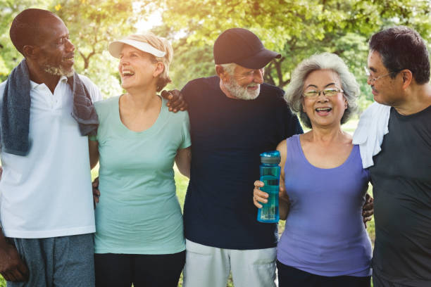istock Senior Group Friends Exercise Relax Concept 820812110