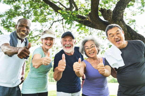 istock Senior Group Friends Exercise Relax Concept 820812148