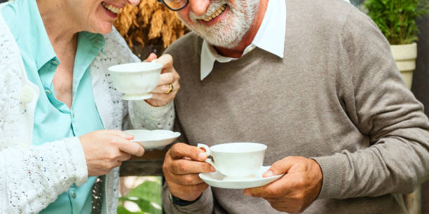 istock Senior Couple Afternoon Tea Drinking Relax Concept 820812638