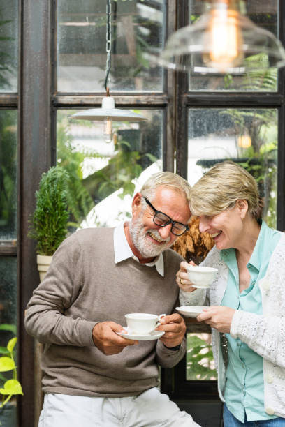 istock Senior Couple Afternoon Tea Drinking Relax Concept 820812664
