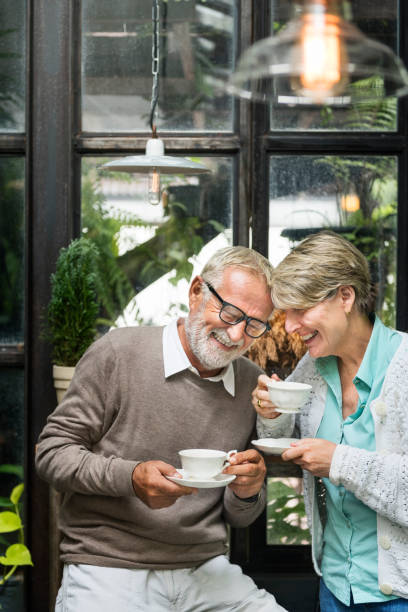 istock Senior Couple Afternoon Tea Drinking Relax Concept 820812756