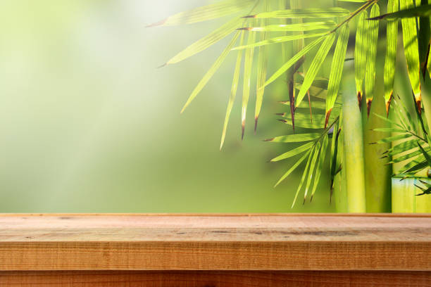 istock Beautiful bamboo nature background and wooden table. 820813136