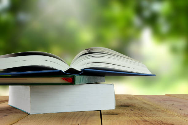 istock Open books and blur nature background. 820813744