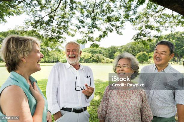 Group Of Senior Retirement Friends Happiness Concept Stock Photo - Download Image Now