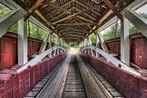 Built in 1881, the Glessner Covered Bridge crosses the Stonycreek River near Shanksville in rural Somerset County, Pennsylvania.