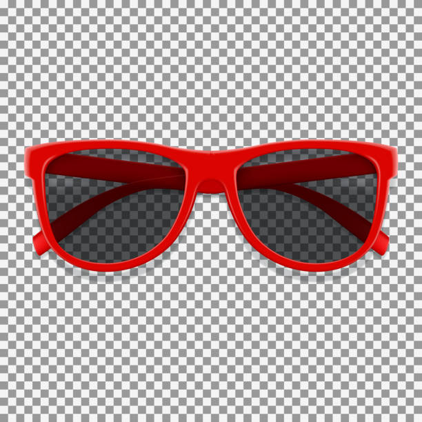 illustrations, cliparts, dessins animés et icônes de lunettes de soleil rouge isolés sur fond transparent - eyewear eyesight new personal accessory