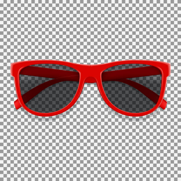 Red sun glasses isolated on transparent backdrop Vector illustration with fashion summer accessory. Realistic sunglasses. red spectacles stock illustrations