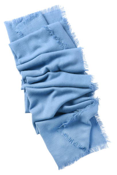 istock Light blue striped scarf folded plaid winter shawl 820829760