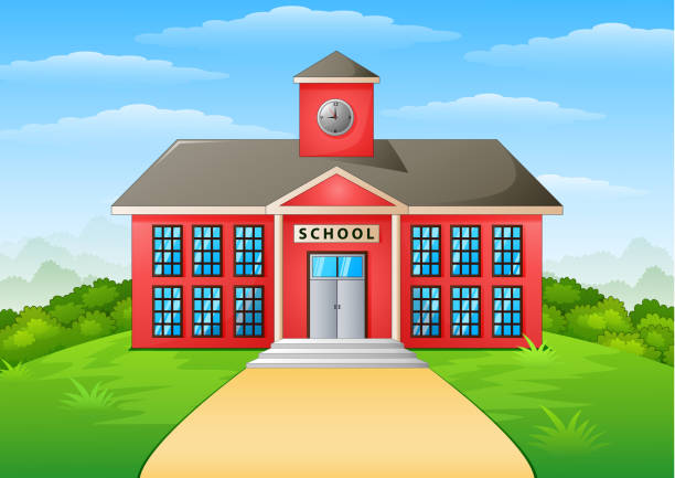 School building and path Vector illustration of School building and path schoolhouse stock illustrations