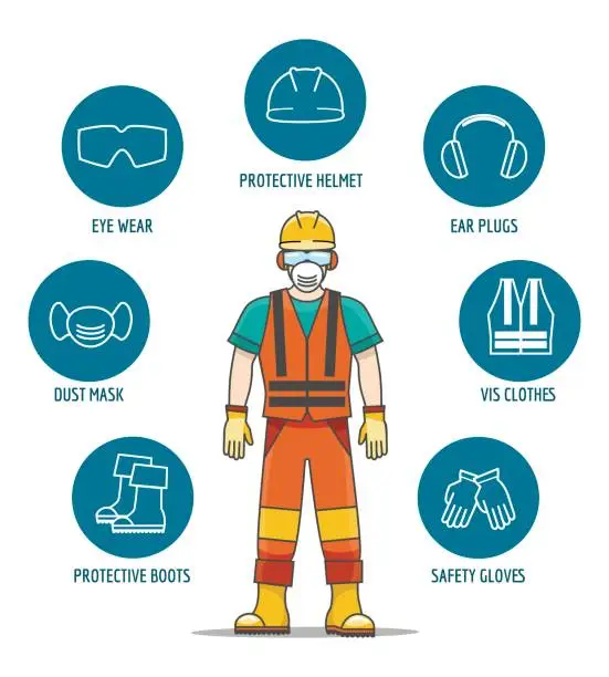 Vector illustration of Protective and Safety Equipment