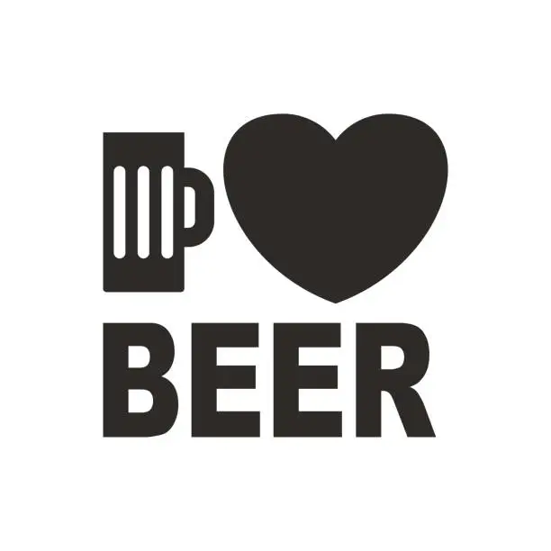 Vector illustration of beer heart logo black