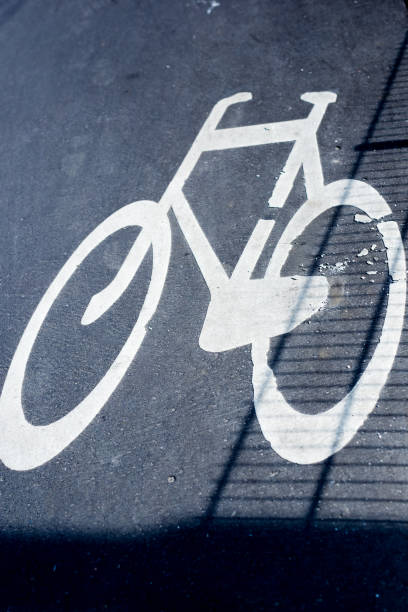 istock Bicycle symbol on bike path 820868484