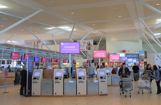 Brisbane Australia - July 10, 2017: People travel at Brisbane International airport in Brisbane Australia.