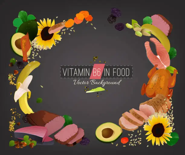 Vector illustration of Vitamin B6 Background