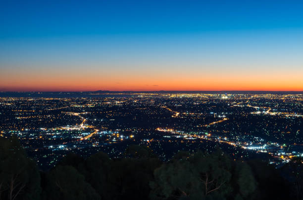 View of Melbourne, Australia at sunset from Mount Dandenong in the Dandenong Ranges.