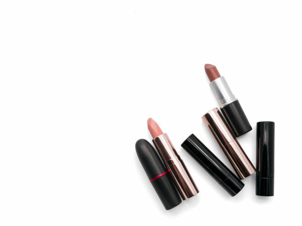 istock Pink and nude lipsticks from top view 820870470