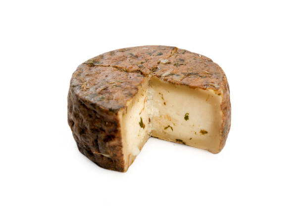 istock Piece of cheese with barley on white 820870912