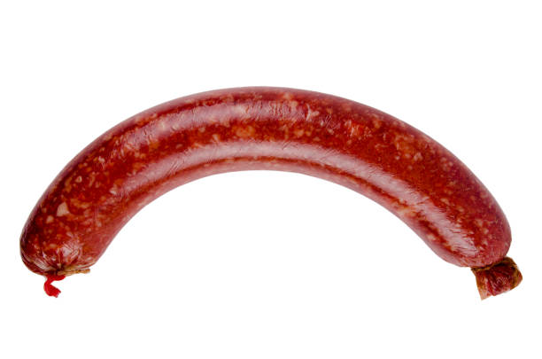 istock Smoked sausage isolated on white 820870990