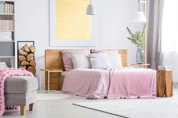 istock Big wooden bed 820871310