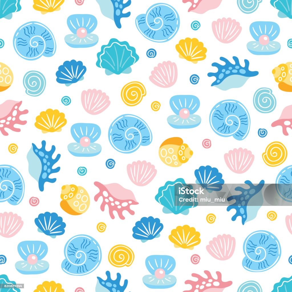 Shell Pear Pattern Seamless Pattern With Shell And Pearl Stock Illustration - Download ...