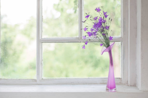 bluebell in vase on windowsill