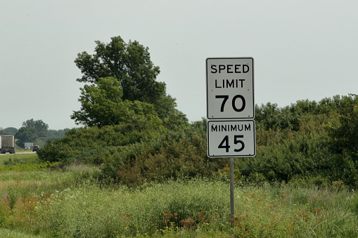 A speed limit sign along Interstate 55 in Illinois