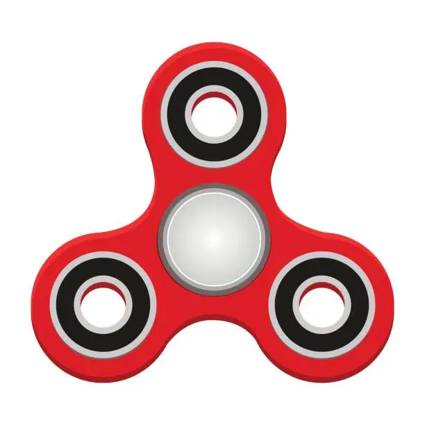 Vector illustration of Red spinner. Anti-stress toy. Helps to relax and calm down. Vector illustration.