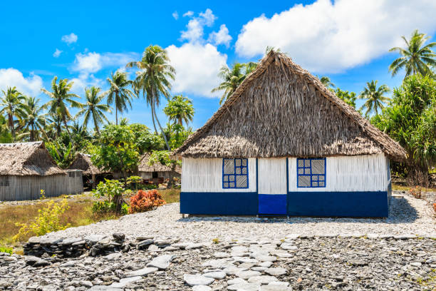 Tabuaeran, Fanning Island,Republic of Kiribati.Traditional house in Fanning Island. stock photo