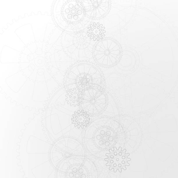 gears Drawing gears on a gray background, vector illustration clip-art clock designs stock illustrations