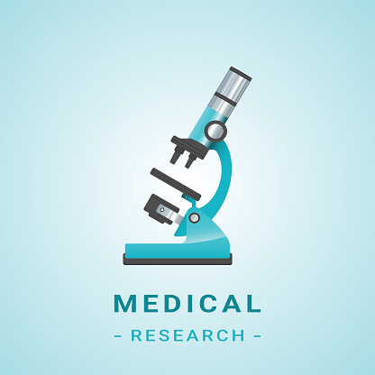 Medical Researh Illustration. Microscope And Flasks Isolated On A Background. Vector.