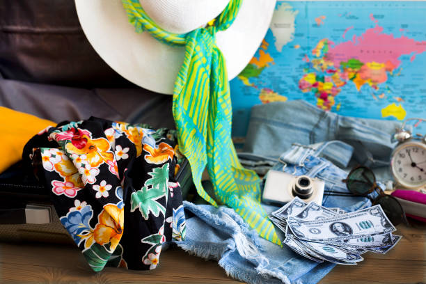 istock Holiday suitcase and summer accessories. Travel concept 820914852