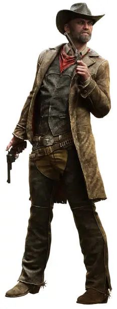 Cowboy with pistols 3D illustration