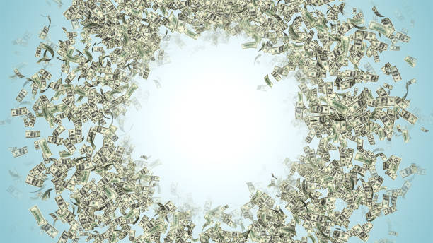 istock Currency Money Dollar Flying in space - a lot of notes with text space 820919336