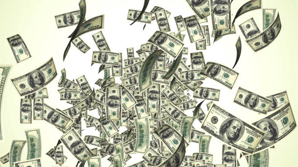 istock Currency Money Dollar Flying in space - a lot of notes with text space 820919366