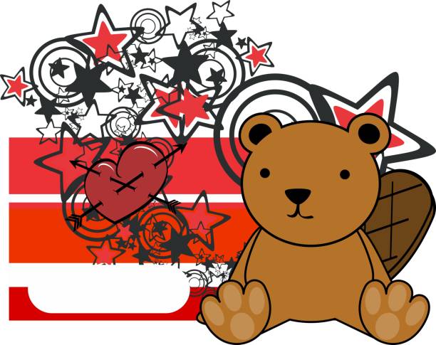 sweet baby beaver cartoon copyspace sweet baby animal cartoon copyspace in vector format clip art of baby beaver stock illustrations