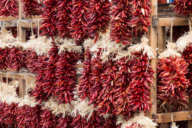 istock Dried red chili hanging outside 820919668