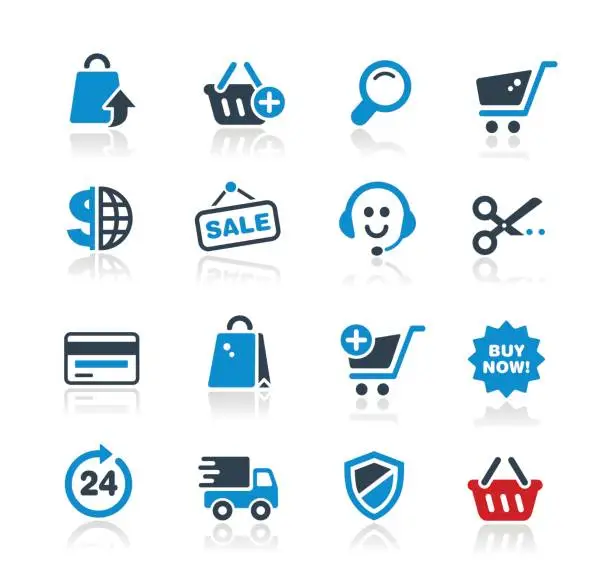 Vector illustration of Online Shopping Icons // Two Colors Pro Series
