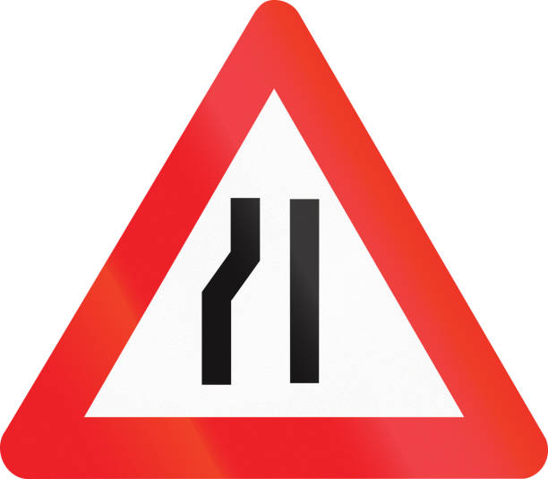 istock Belgian warning road sign - Road narrows on the left side 820948790
