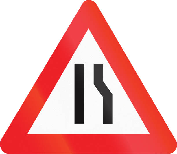istock Belgian warning road sign - Road narrows on the right side 820949008
