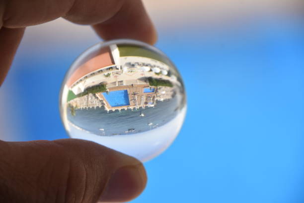 istock Pool by the sea Through a crystal ball 820956628