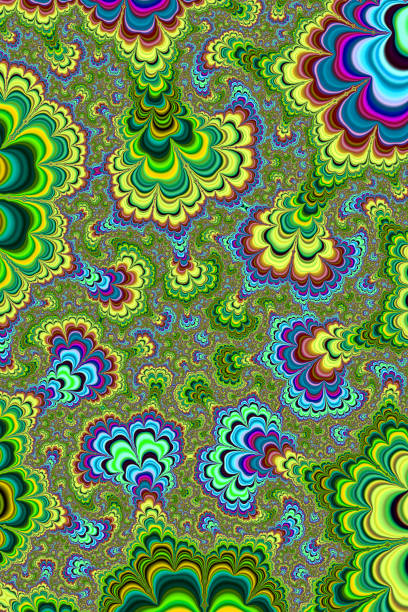 istock High resolution retro fractal background with a 60’s feel color scheme. 820965180
