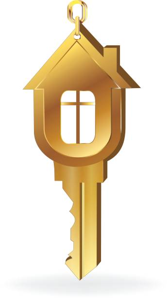 House key gold icon vector image House key gold icon vector image template providence house stock illustrations
