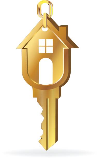 House key gold icon vector image House key gold icon vector image template providence house stock illustrations