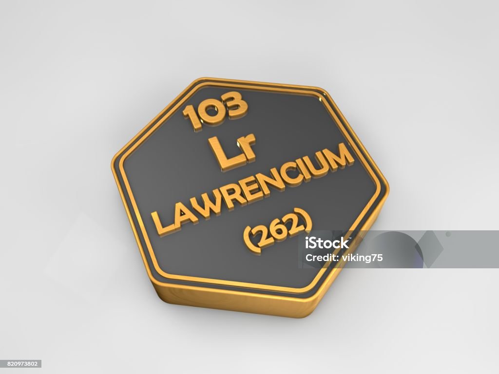Lr Protons Lawrencium Lr Chemical Element Periodic Table Hexagonal Shape 3d Render ...