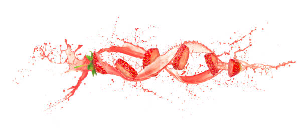 Ripe strawberry slices with juice wave
