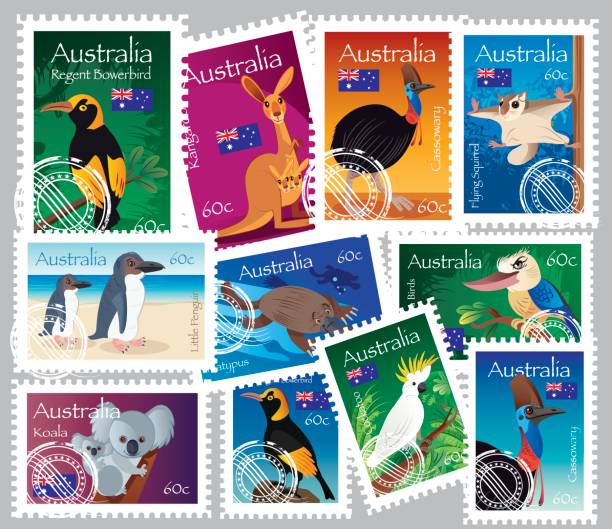 австралийские марки - newcastle stock illustrations