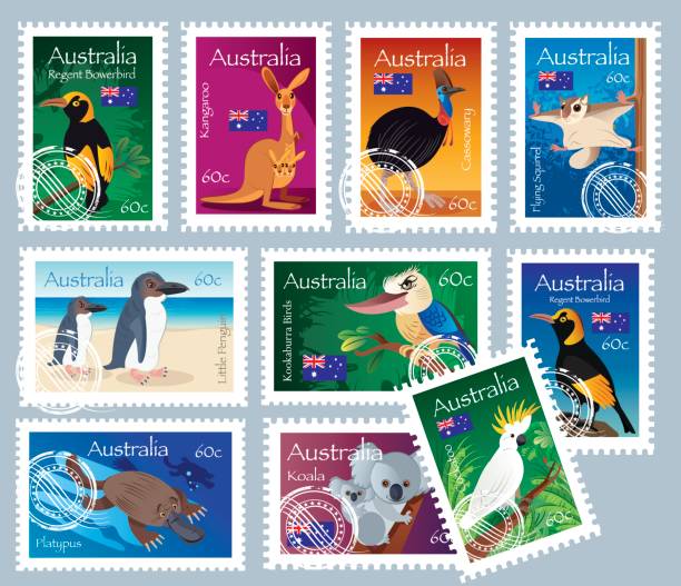 australische briefmarken - catharine stock-grafiken, -clipart, -cartoons und -symbole